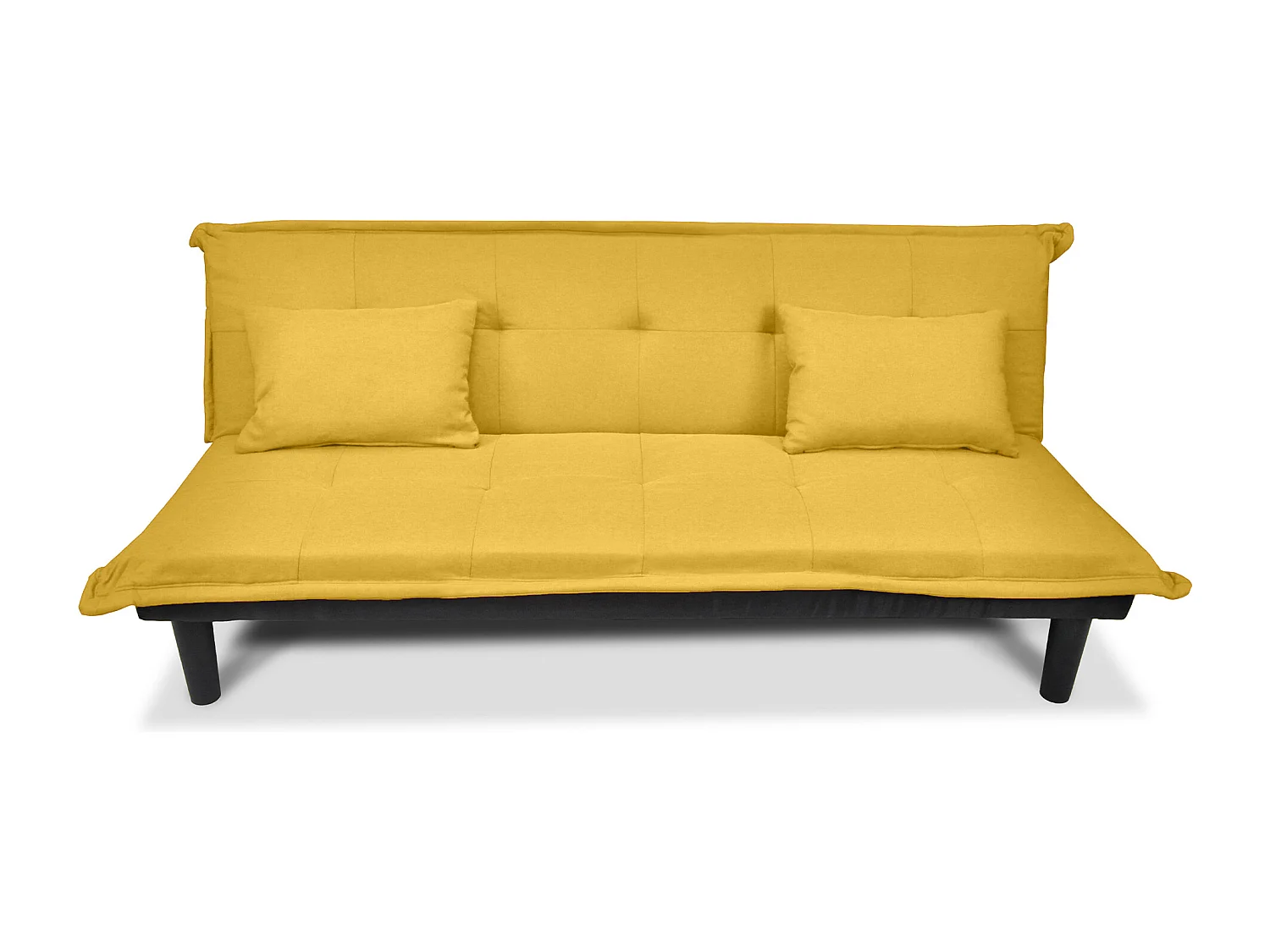 Divano letto clic clac, divanetto Russell in tessuto vellutato giallo