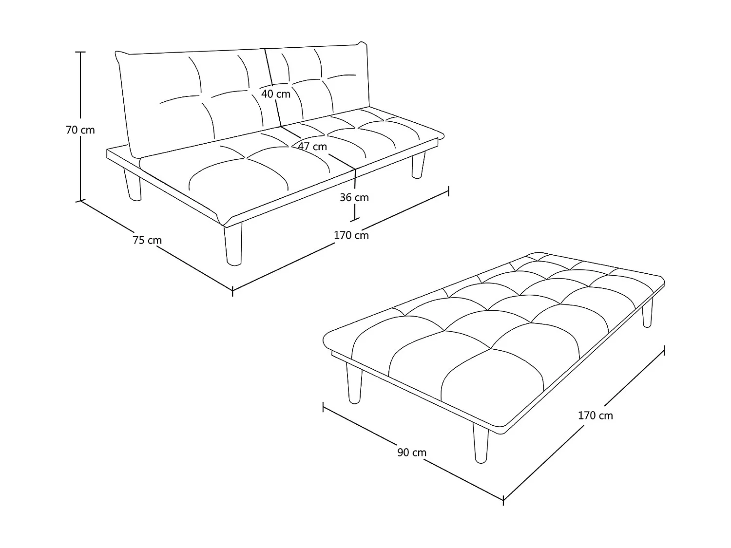 Divano letto clic clac, divanetto Russell in tessuto vellutato giallo