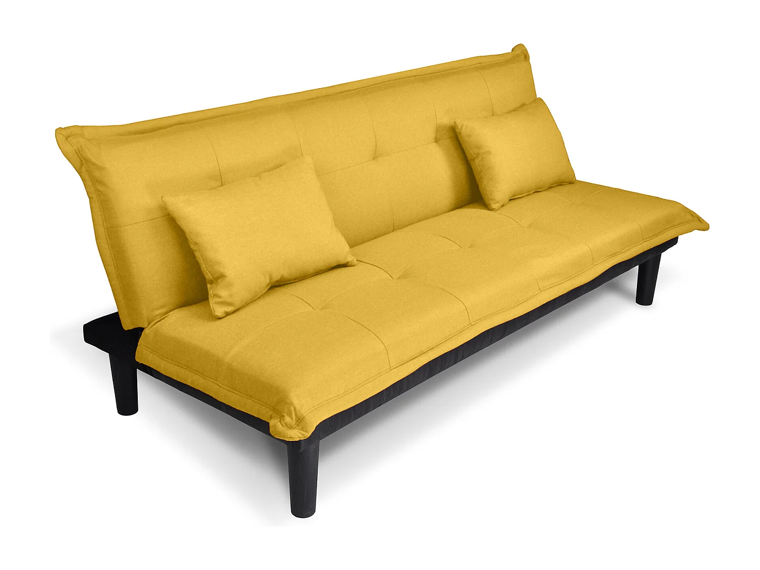 Divano letto clic clac, divanetto Russell in tessuto vellutato giallo