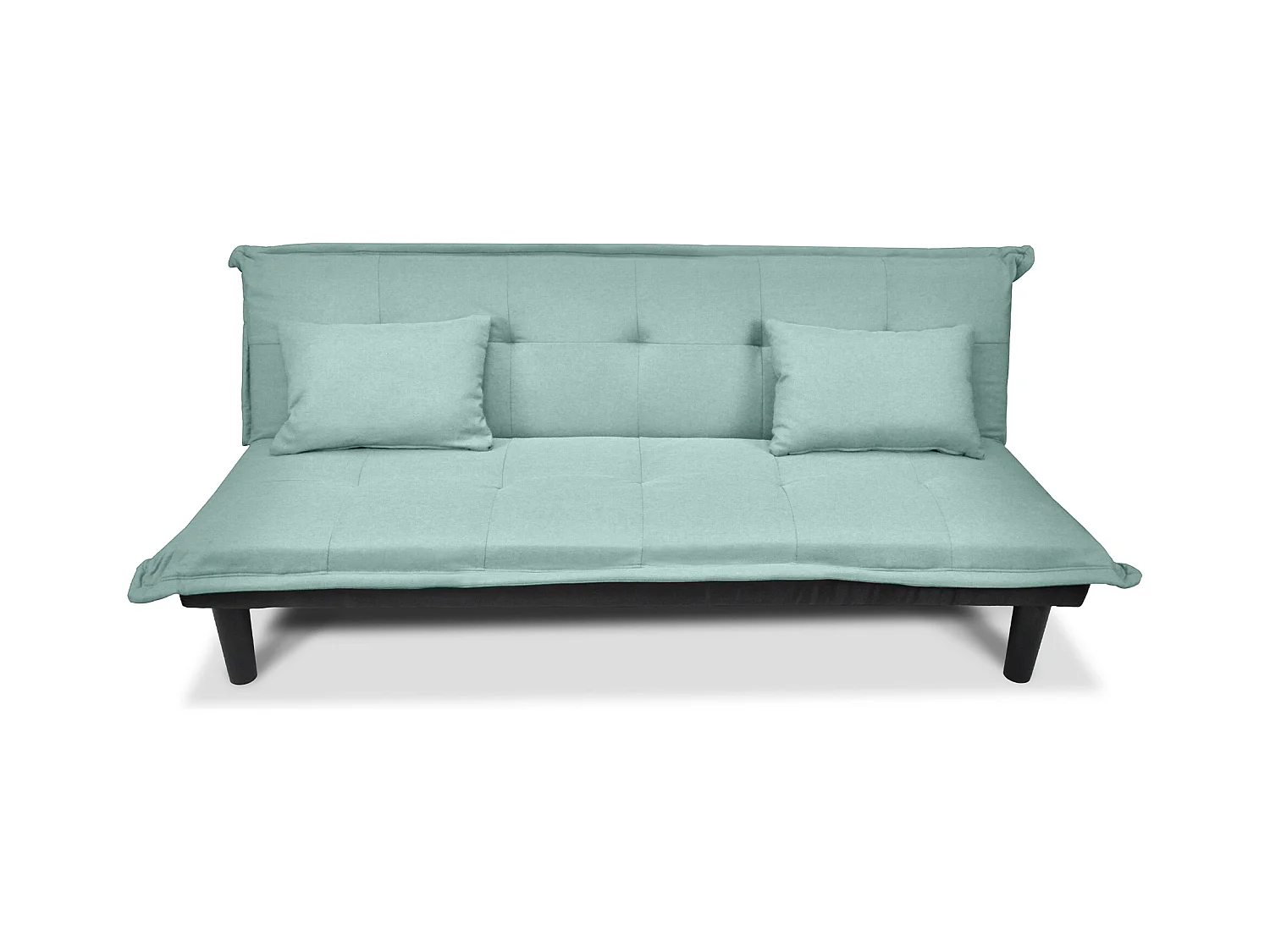 Divano letto clic clac, divanetto Russell in tessuto vellutato verde tiffany