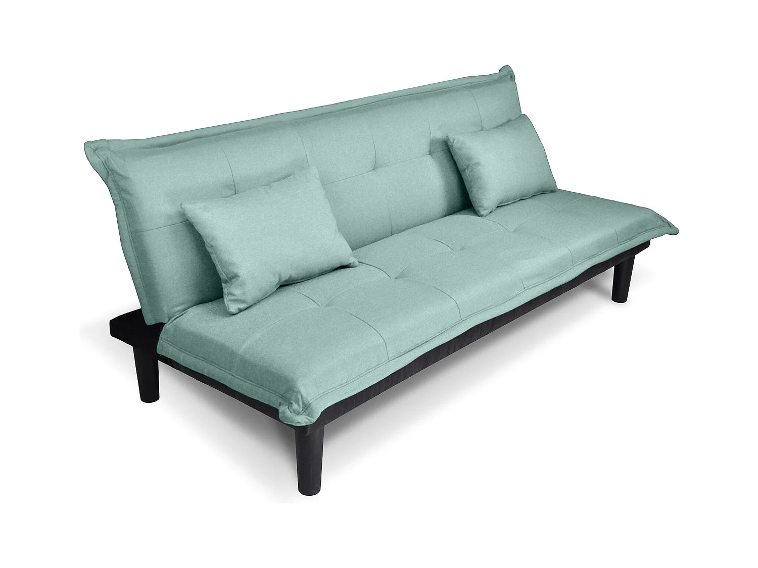 Divano letto clic clac, divanetto Russell in tessuto vellutato verde tiffany