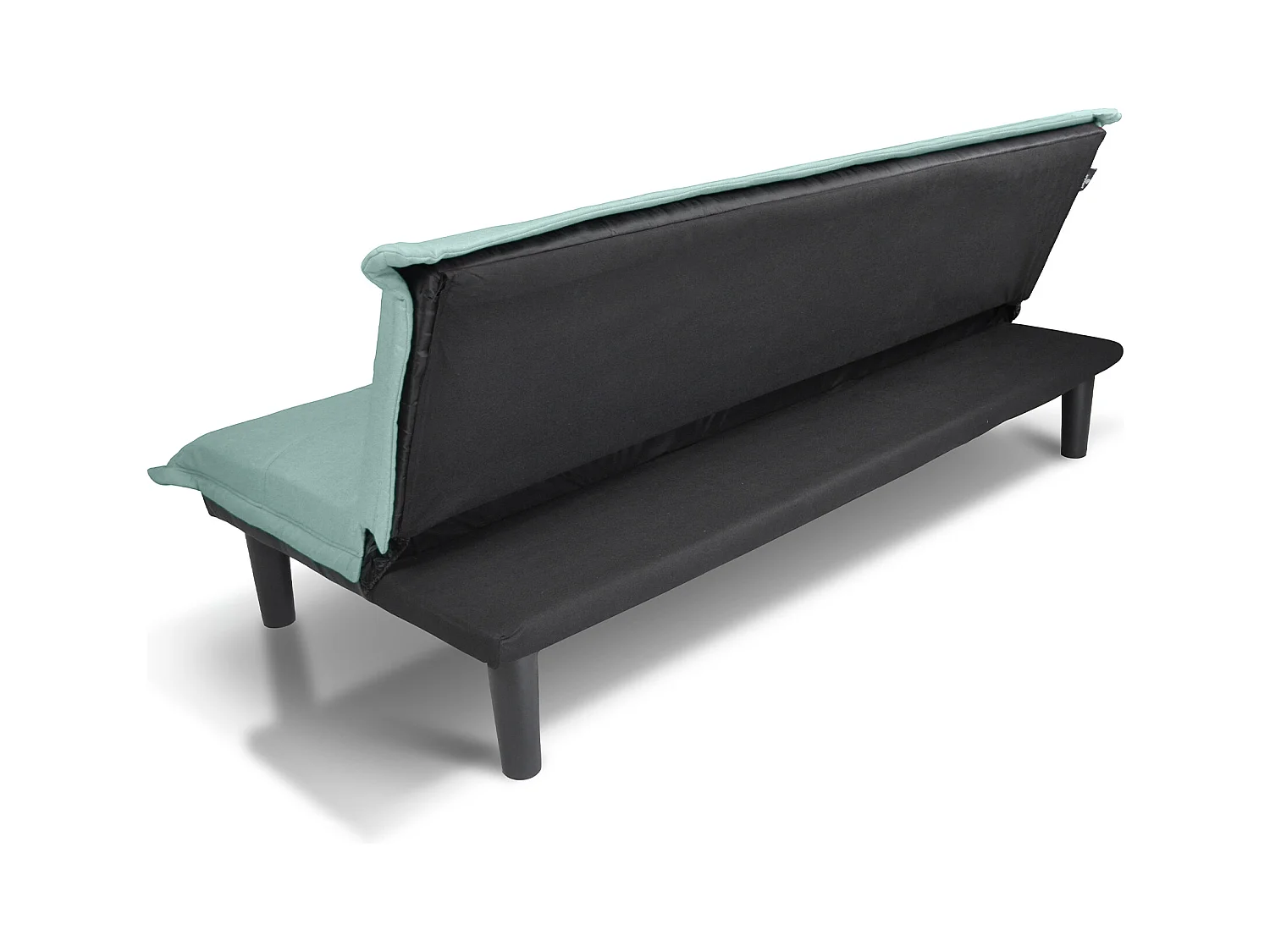 Divano letto clic clac, divanetto Russell in tessuto vellutato verde tiffany