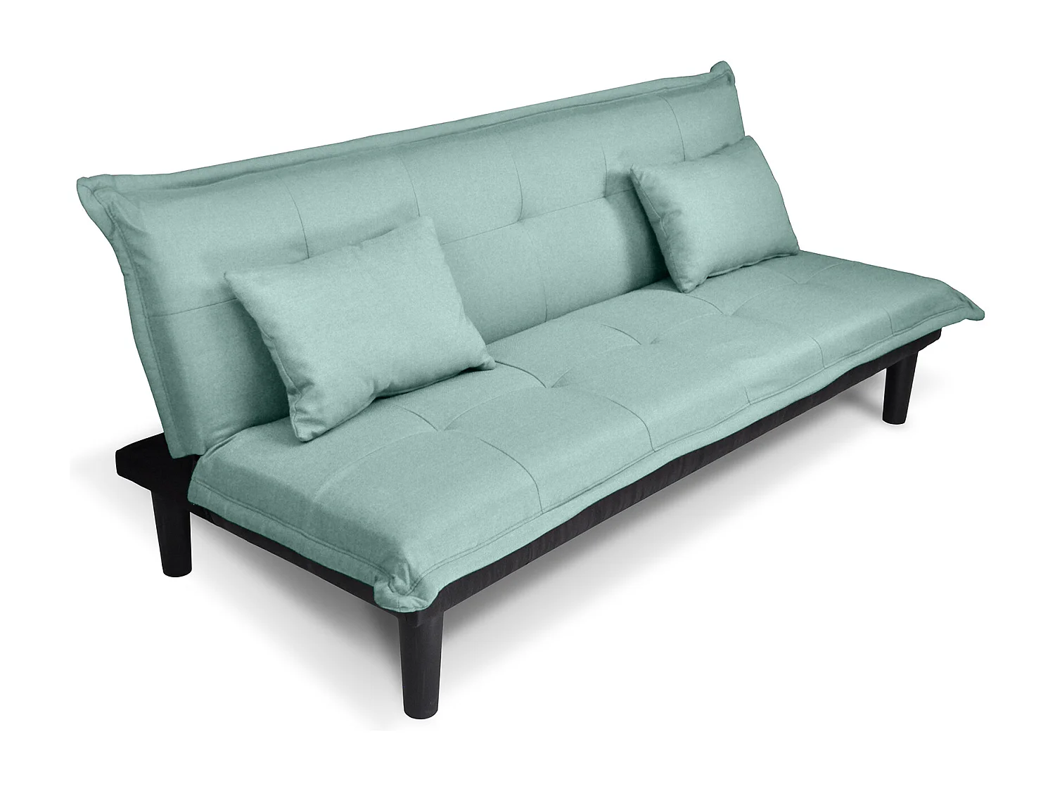 Divano letto clic clac, divanetto Russell in tessuto vellutato verde tiffany