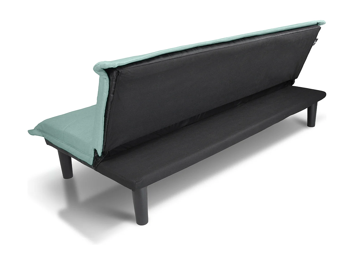 Divano letto clic clac, divanetto Russell in tessuto vellutato verde tiffany