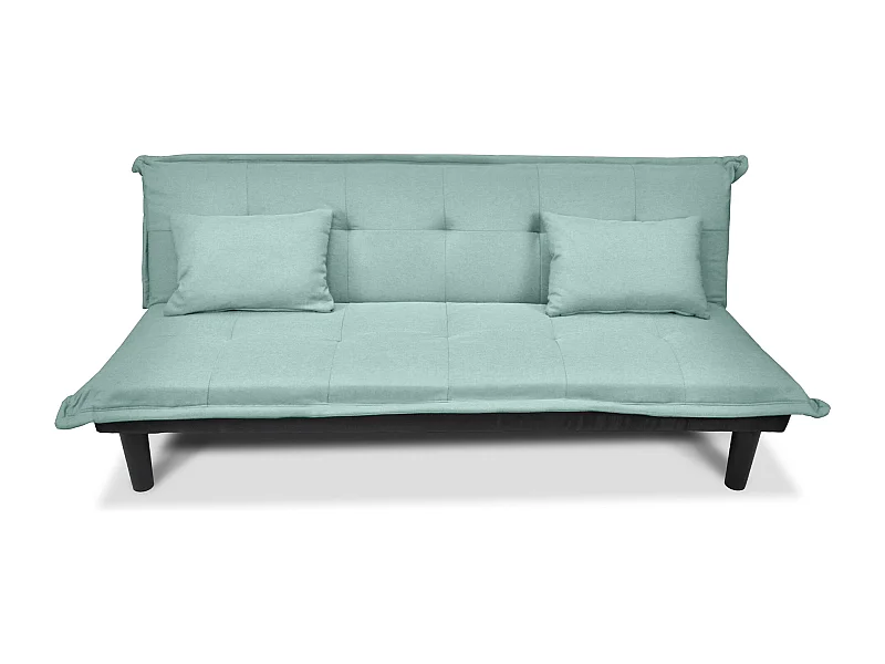 Divano letto clic clac, divanetto Russell in tessuto vellutato verde tiffany