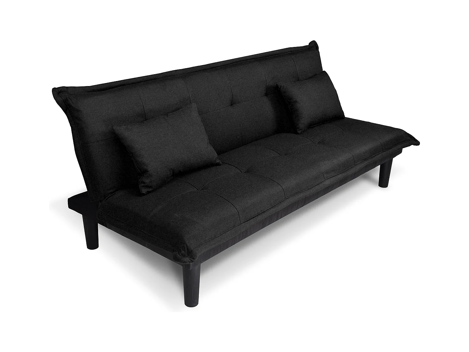 Divano letto clic clac, divanetto Russell in tessuto vellutato nero