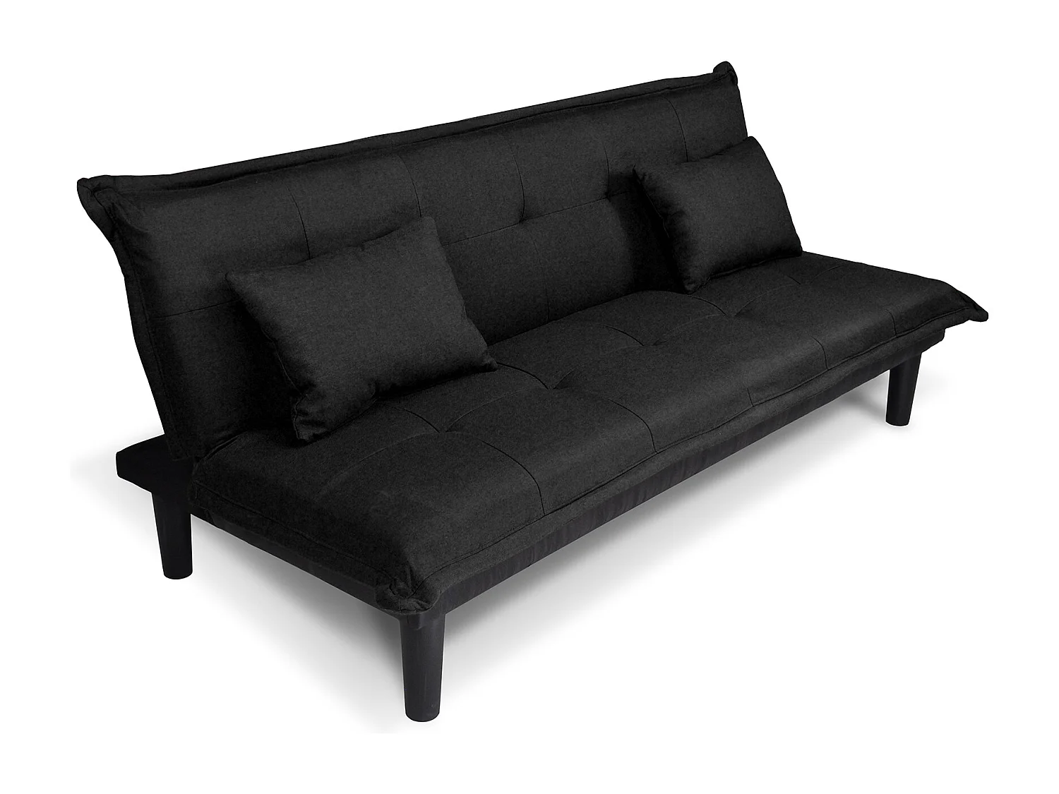 Divano letto clic clac, divanetto Russell in tessuto vellutato nero