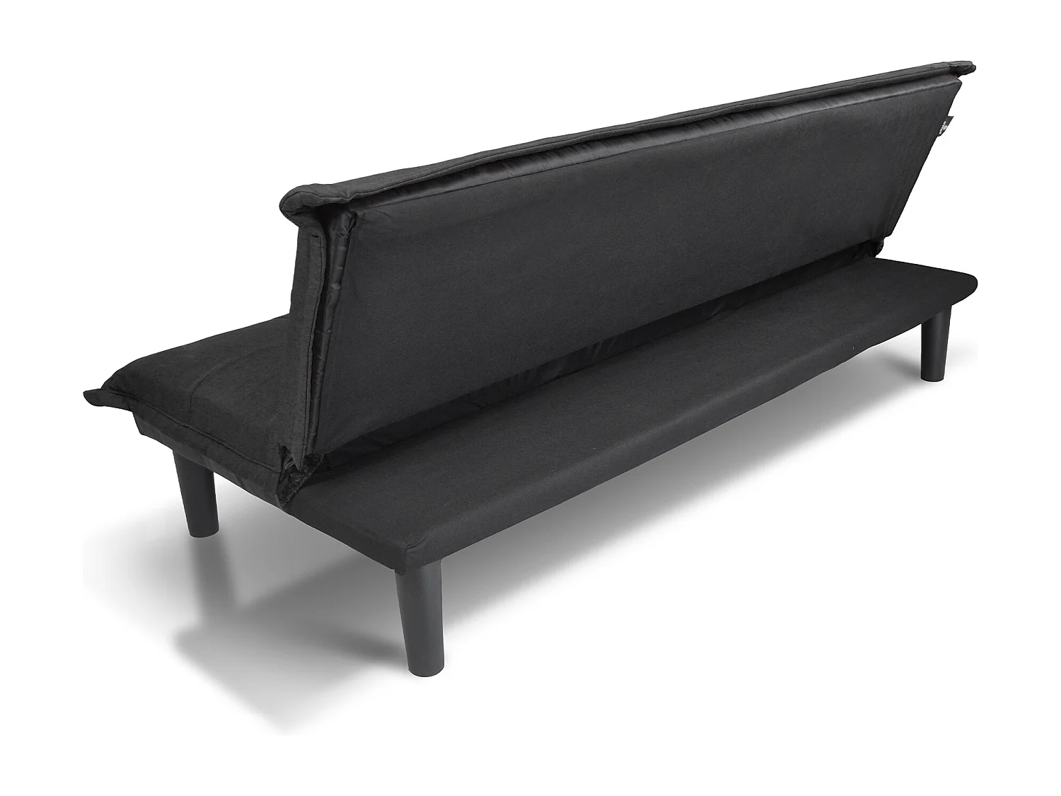 Divano letto clic clac, divanetto Russell in tessuto vellutato nero