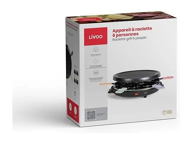 Livoo Appareil à raclette 6 personnes 800w - DOC207P