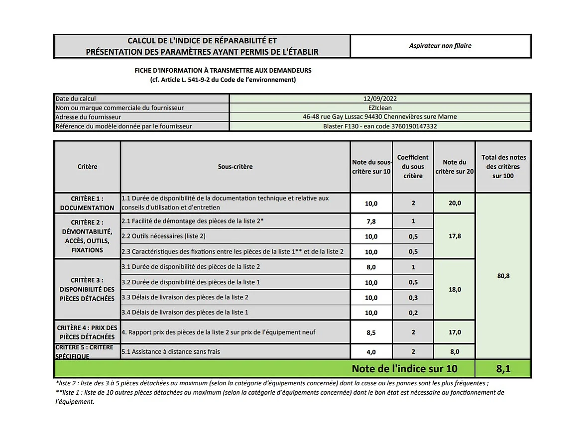 E.ziclean Aspirateur à main rechargeable 14.8v - F130