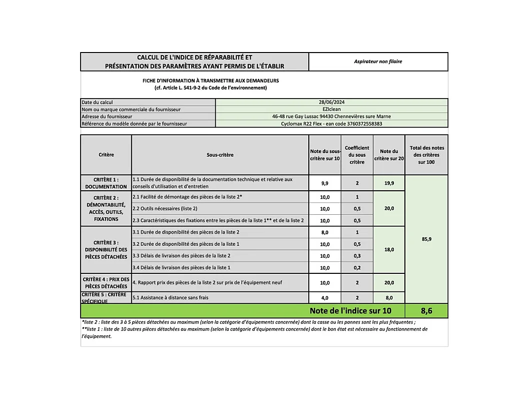 E.ziclean Aspirateur balai rechargeable 28.8v blanc - CYCLOMAXR22
