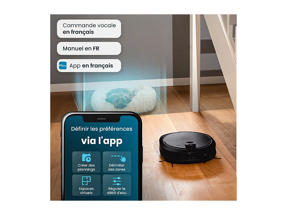 E.ziclean Aspirateur laveur robot connecté - Z10PLUS