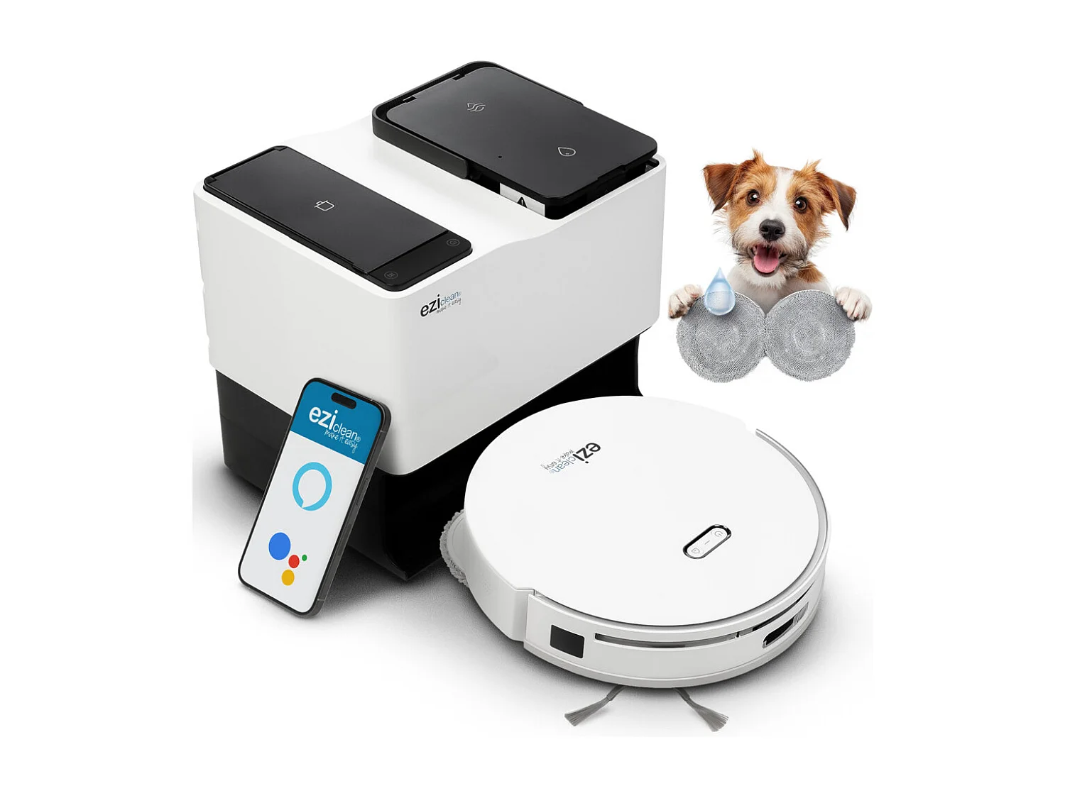 Robot Odkurzający i Myjący Podłogi E.ziclean Z15 Pro z Inteligentną Nawigacją i Bazą Do Opróżniania