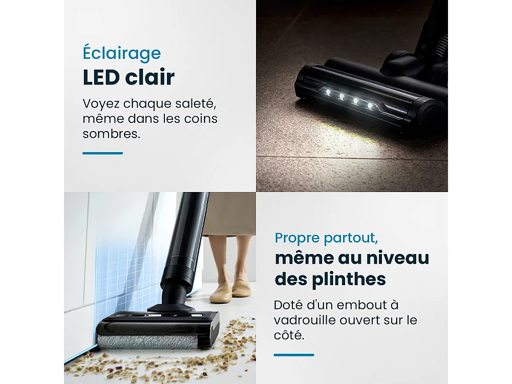 E.ziclean Aspirateur balai sans fil multifonction 21.6v noir - CYCLOWASH12