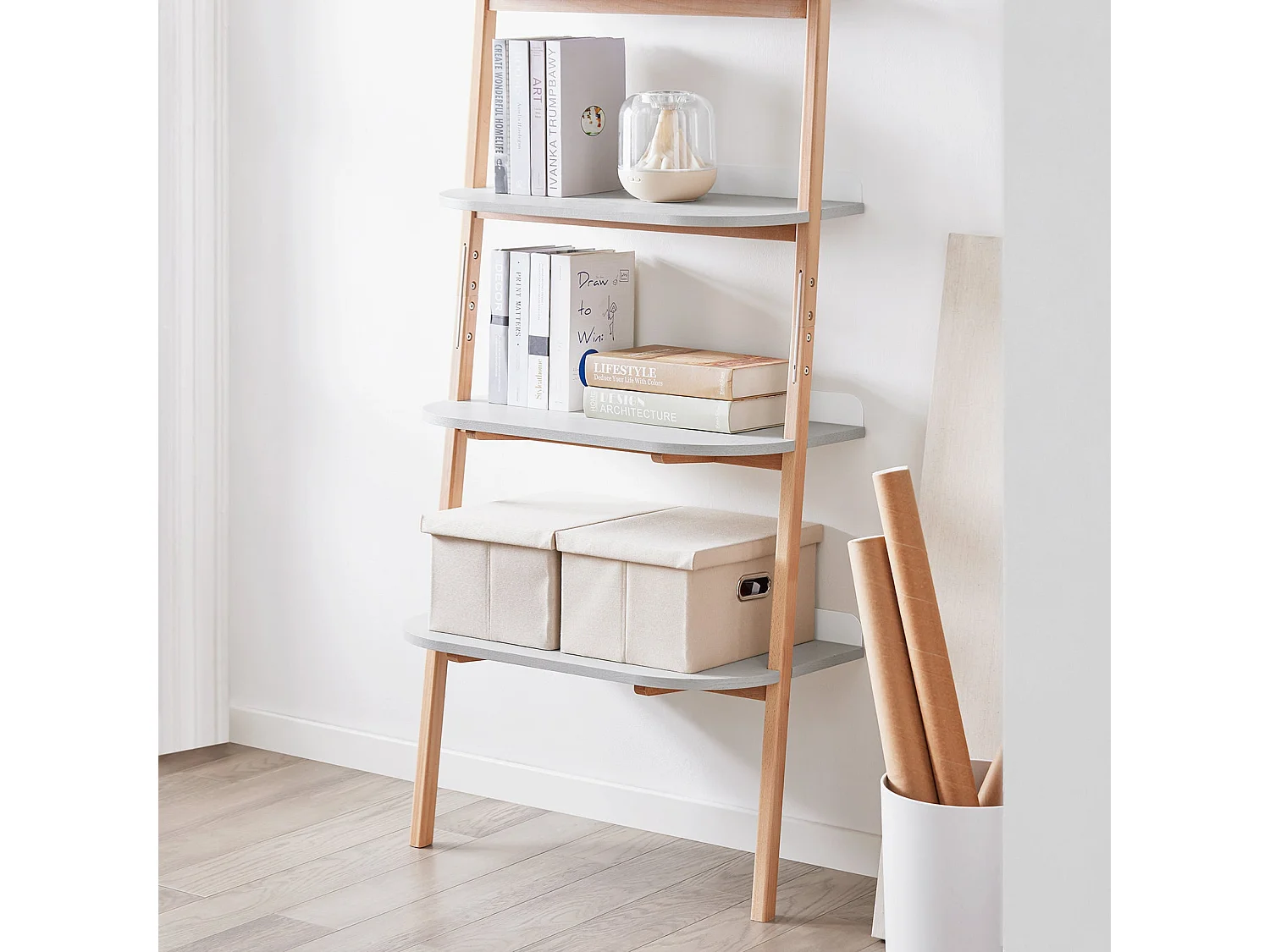 SoBuy HSTR02-HG Étagère Échelle à 4 Niveaux