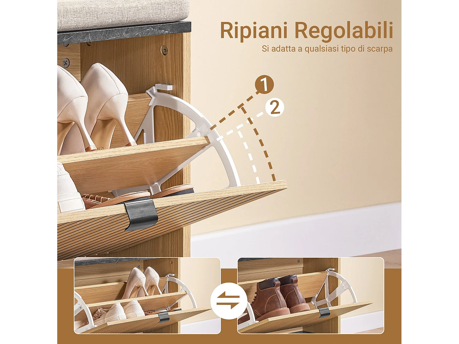 SoBuy Meuble à chaussures banc de rangement peu encombrant avec siège rembourré en bois effet marbre noir 60x24x50cm