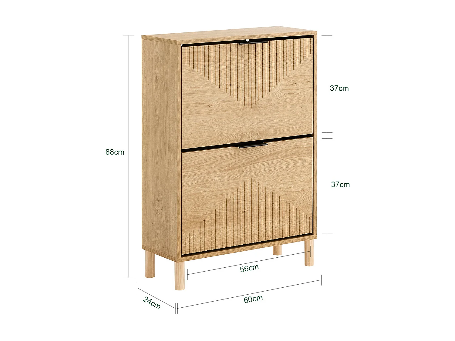 SoBuy Armoire à chaussures mince peu encombrante avec portes pliantes en bois clair pour 8 paires 60x24x88 cm