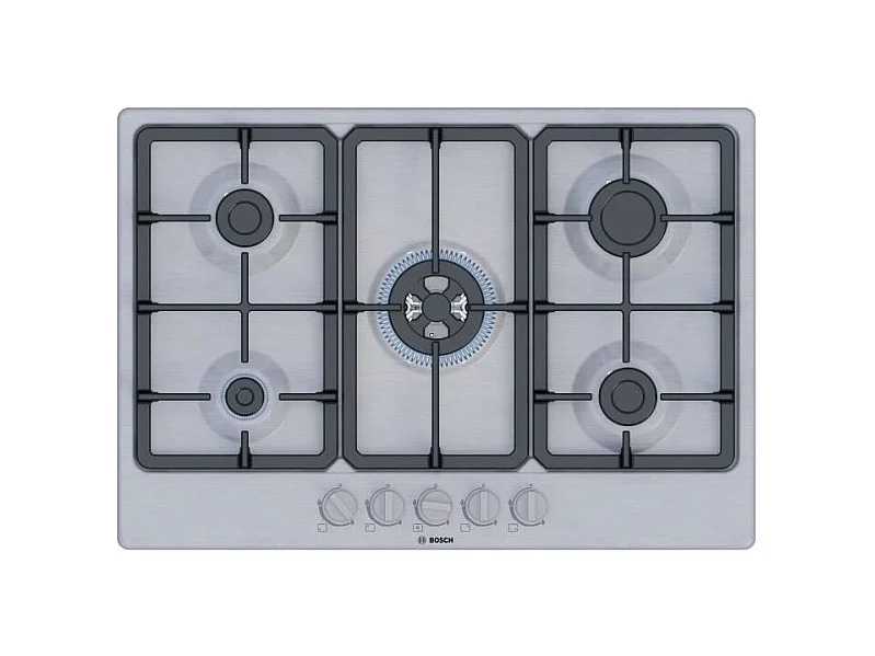 Table de cuisson a gaz - BOSCH Série 4 - 5 foyers - 52 x 75 x 4,5 cm - PGQ7B5K90 - Inox