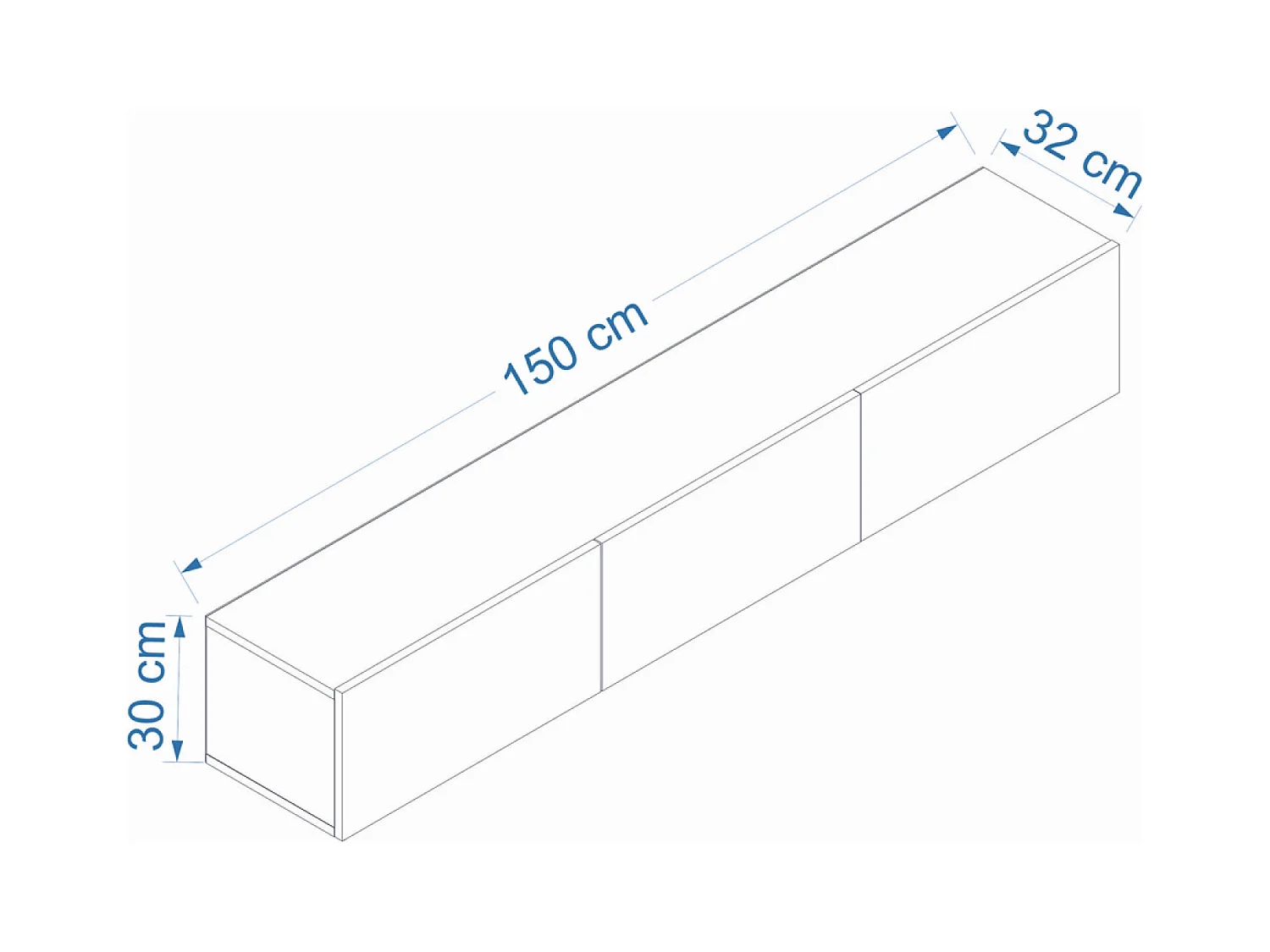 Meuble TV suspendu avec placards 150cm blanc et bois HAL