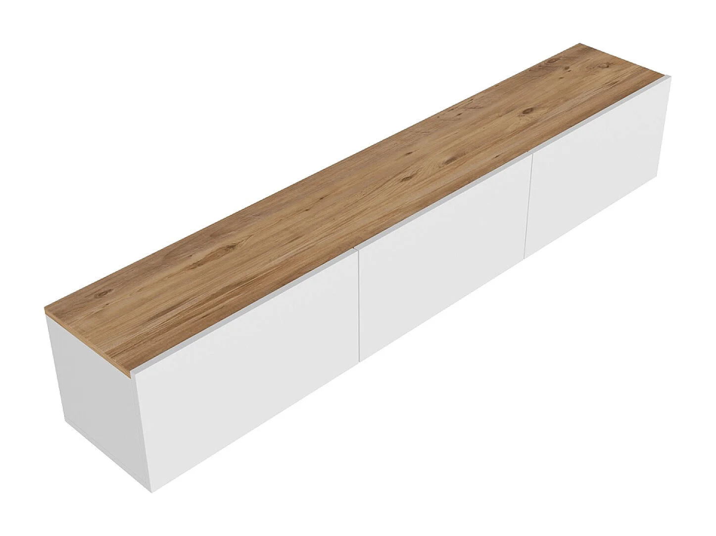 Meuble TV suspendu avec placards 150cm blanc et bois HAL