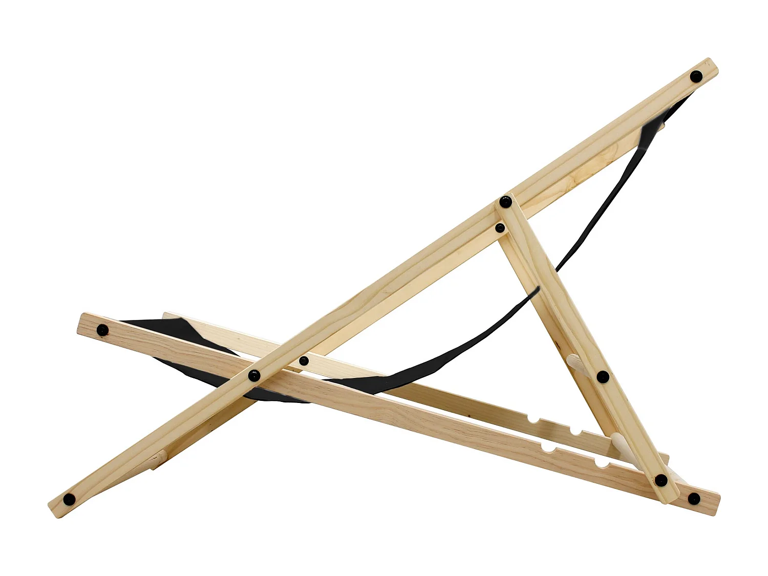 Set 10x Chaise longue de jardin pliable noir en bois chiliennes 3 positions de couchage  jusqu'à 120 kg usage intérieur et extérieur balcon terrasse