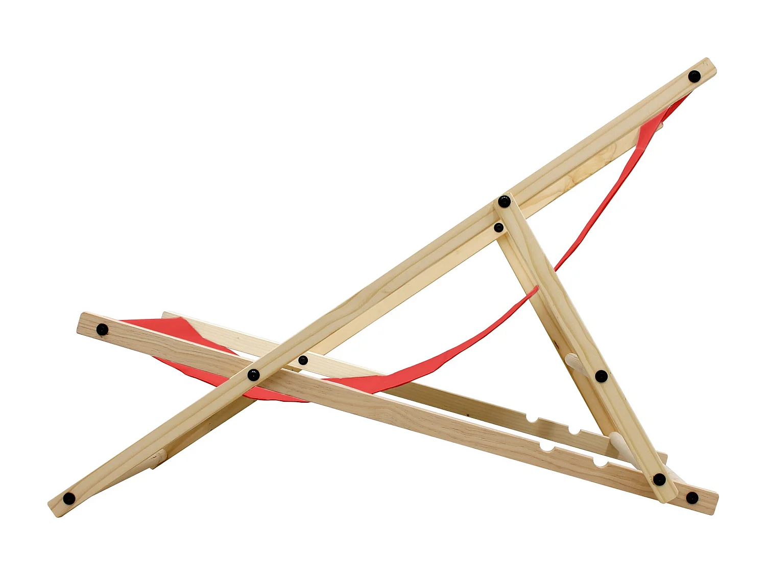 Set 4x Chaise longue de jardin pliable rouge en bois chiliennes 3 positions de couchage  jusqu'à 120 kg usage intérieur et extérieur balcon terrasse