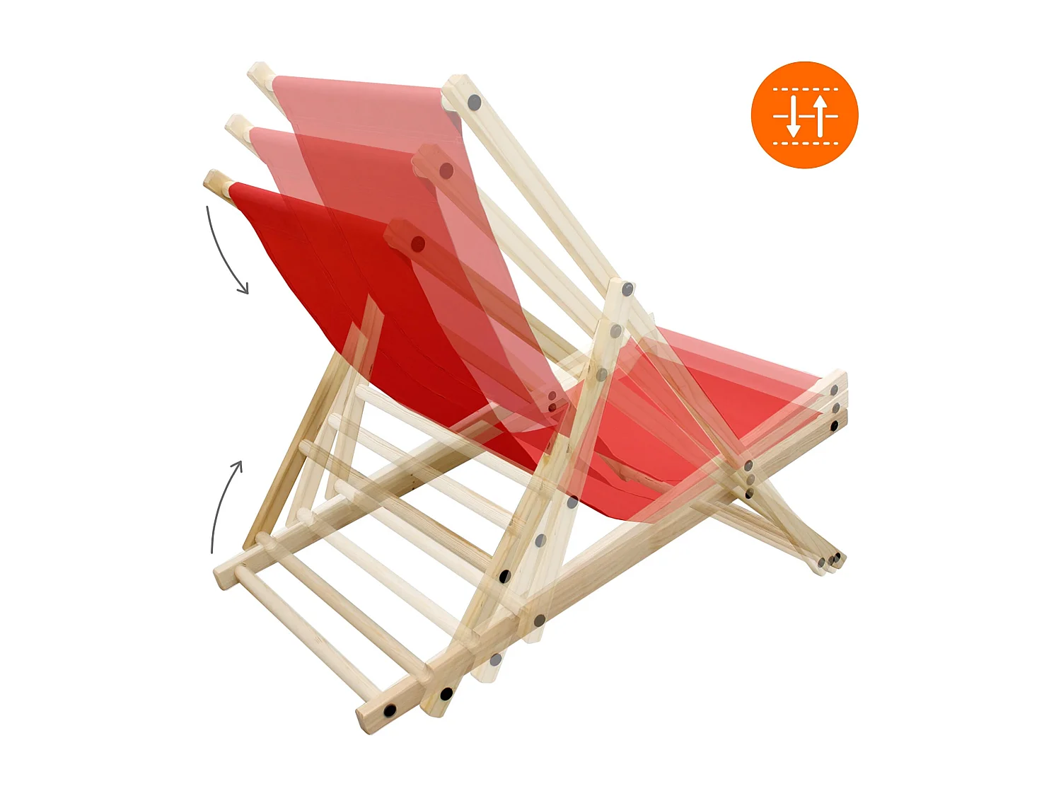 Set 4x Chaise longue de jardin pliable rouge en bois chiliennes 3 positions de couchage  jusqu'à 120 kg usage intérieur et extérieur balcon terrasse