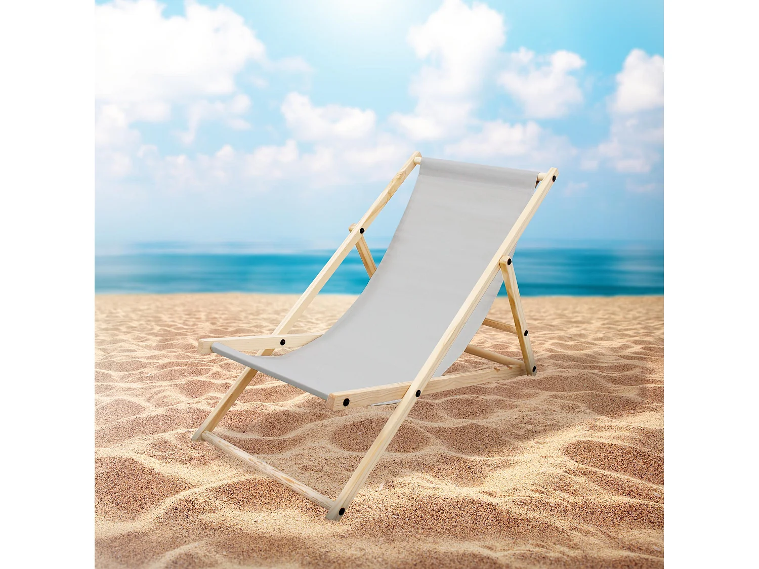 ECD Germany Set 3 sedie a sdraio grigio chiaro in legno di pino, schienale regolabile 3 posizioni, pieghevole fino a 120 kg esterno giardino spiaggia