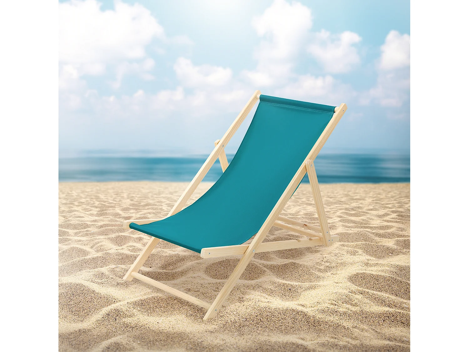 ECD Germany Set 5 sedie a sdraio petrolio in legno, schienale regolabile 3 posizioni, pieghevole fino a 120 kg esterno giardino spiaggia balcone