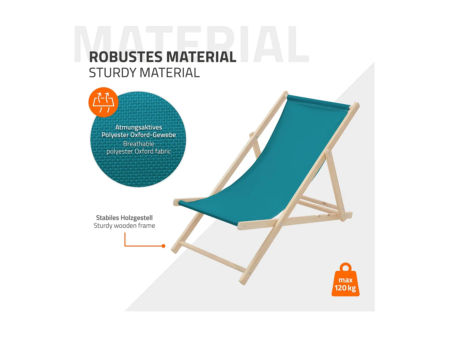 Set 10x Chaise longue de jardin pliable pétrole en bois chiliennes 3 positions de couchage  jusqu'à 120kg usage intérieur et extérieur balcon terrasse