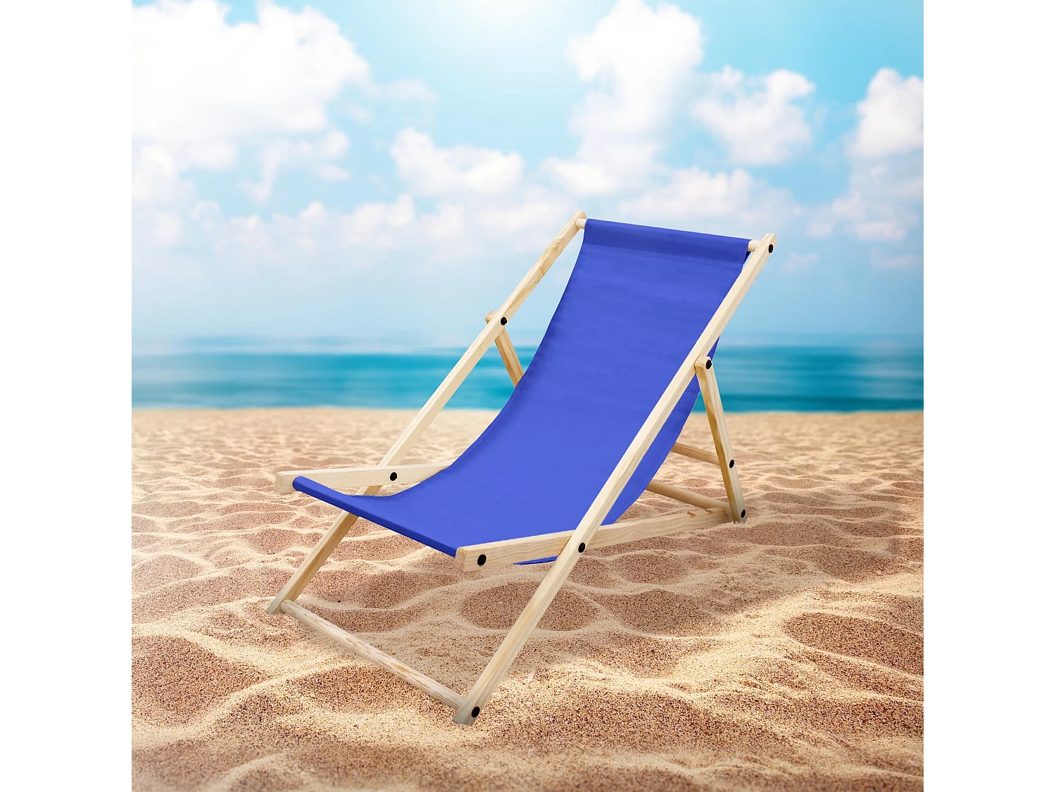 ECD Germany Set 4 sedie a sdraio blu scuro in legno di pino, schienale regolabile 3 posizioni, pieghevole, fino a 120 kg, esterno giardino spiaggia