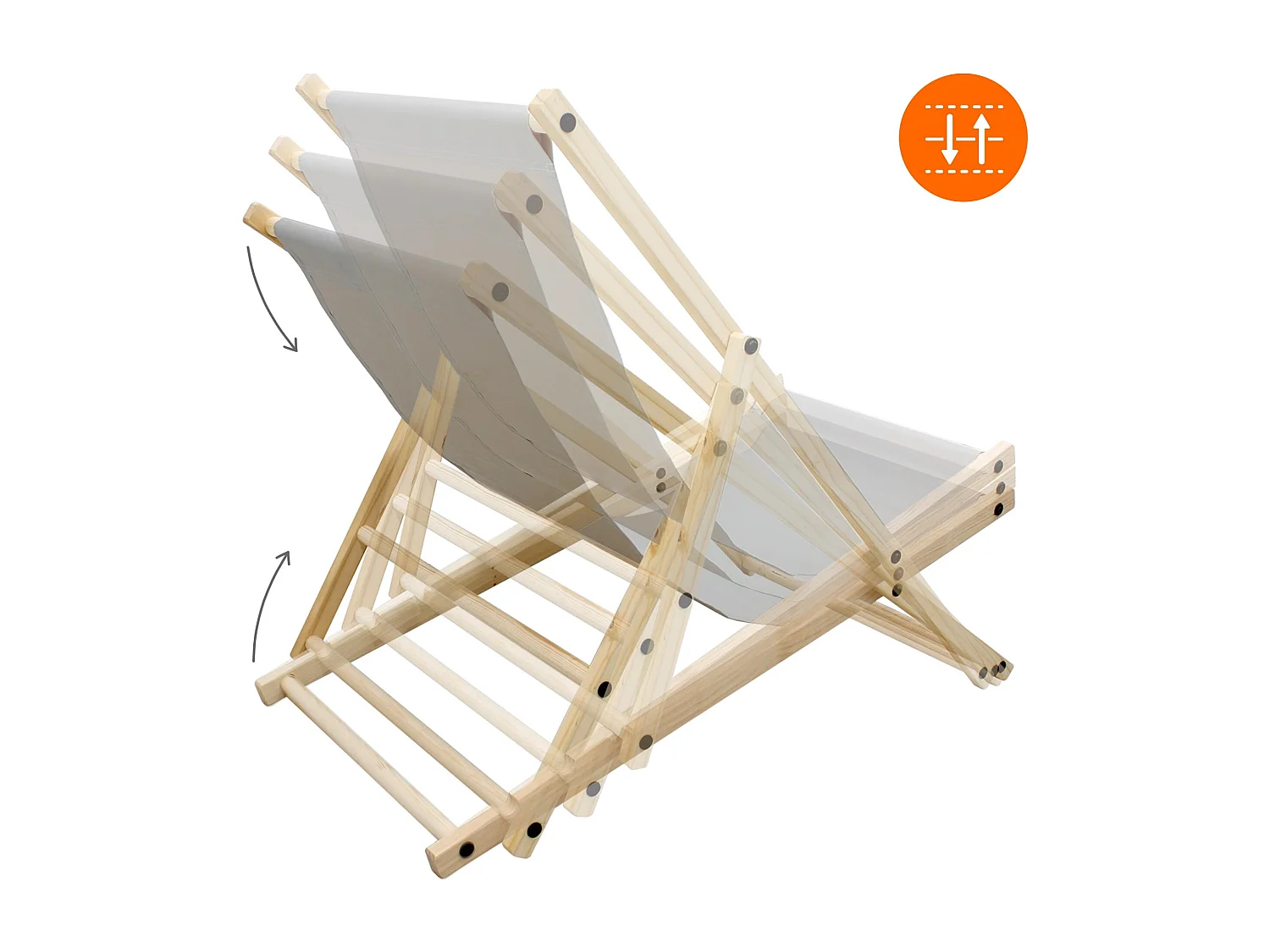 ECD Germany Set 5 sedie a sdraio grigio chiaro in legno di pino, schienale regolabile 3 posizioni, pieghevole fino a 120 kg esterno giardino spiaggia