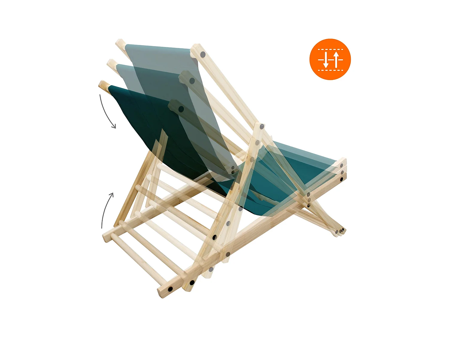 ECD Germany 3x Sillas de playa verde oscuro madera pino tumbona 3 posiciones de reclinación hamaca plegable con tejido oxford impermeable carga 150kg