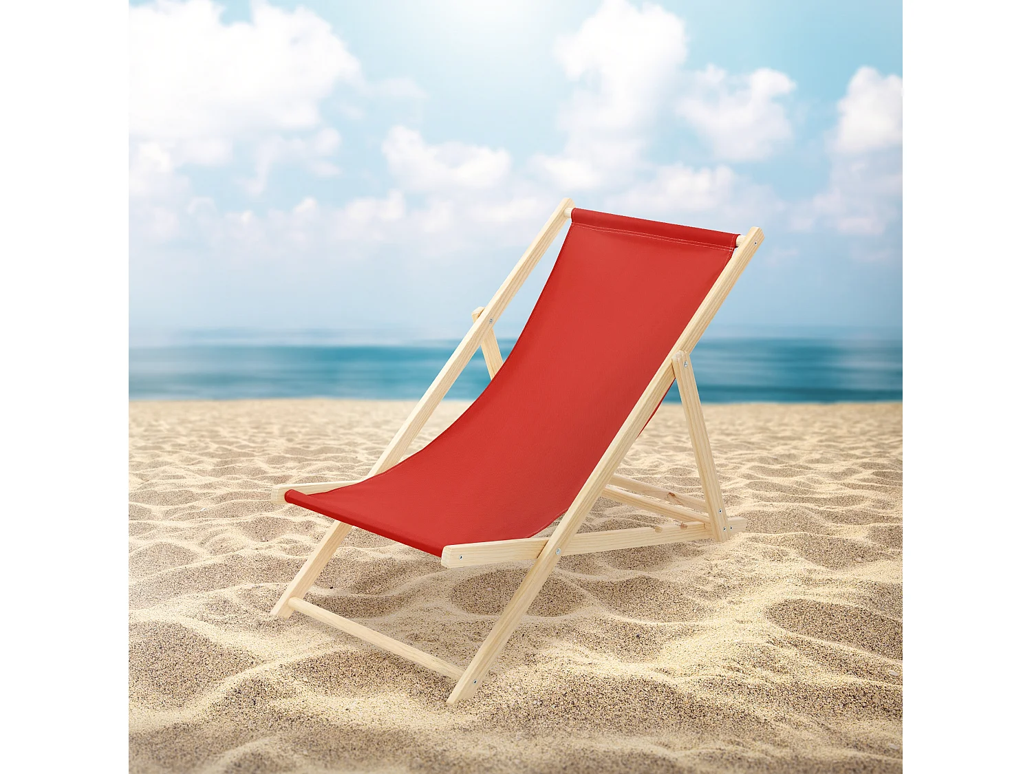 Set 10x Chaise longue de jardin pliable rouge en bois chiliennes 3 positions de couchage  jusqu'à 120 kg usage intérieur et extérieur balcon terrasse