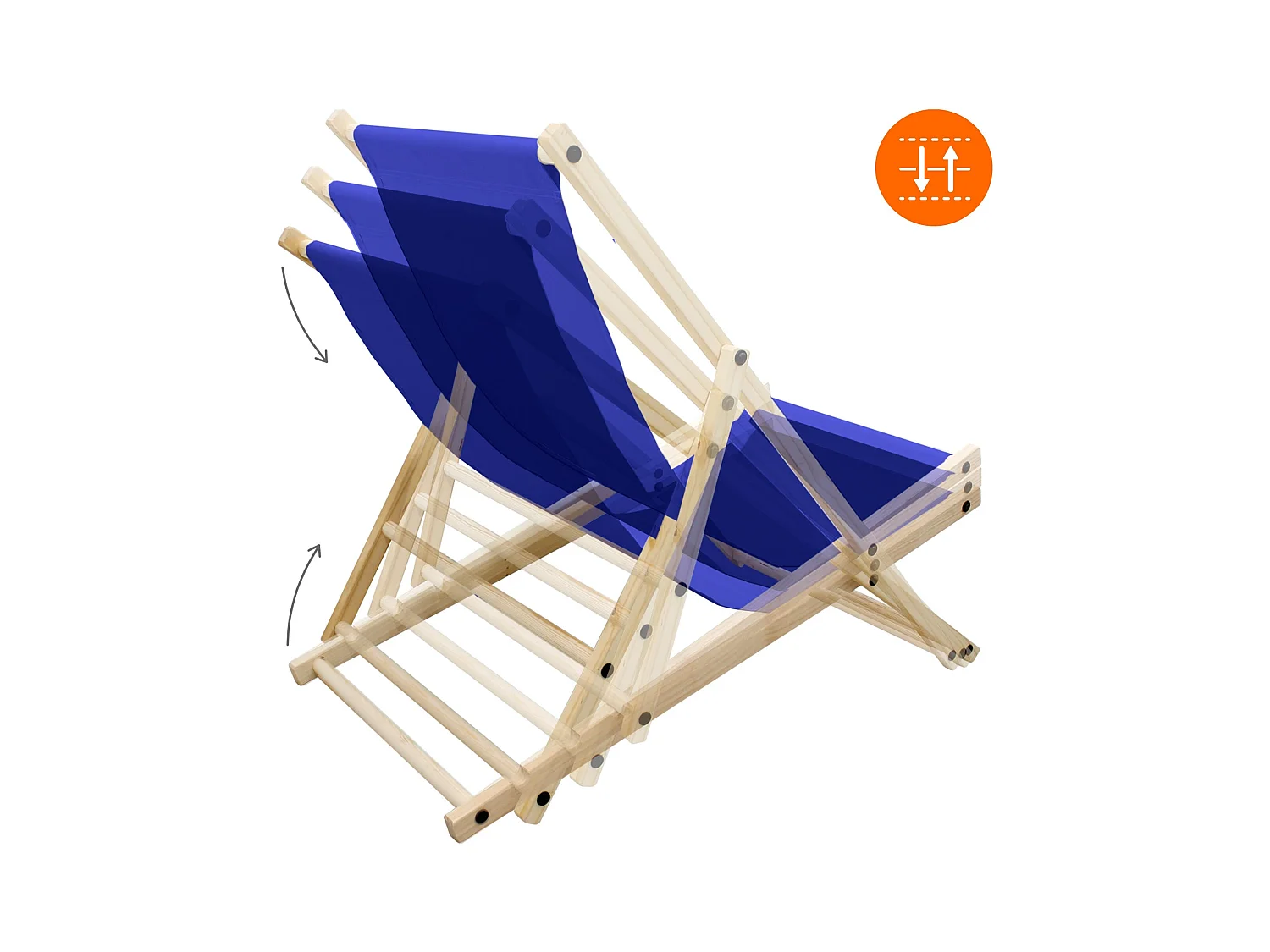 3x ECD Germany Silla de playa azul oscuro madera de pino tumbona 3 posiciones de reclinación hamaca plegable con tejido oxford impermeable carga 150kg