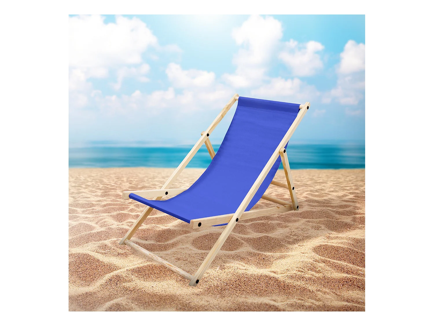 3x ECD Germany Silla de playa azul oscuro madera de pino tumbona 3 posiciones de reclinación hamaca plegable con tejido oxford impermeable carga 150kg