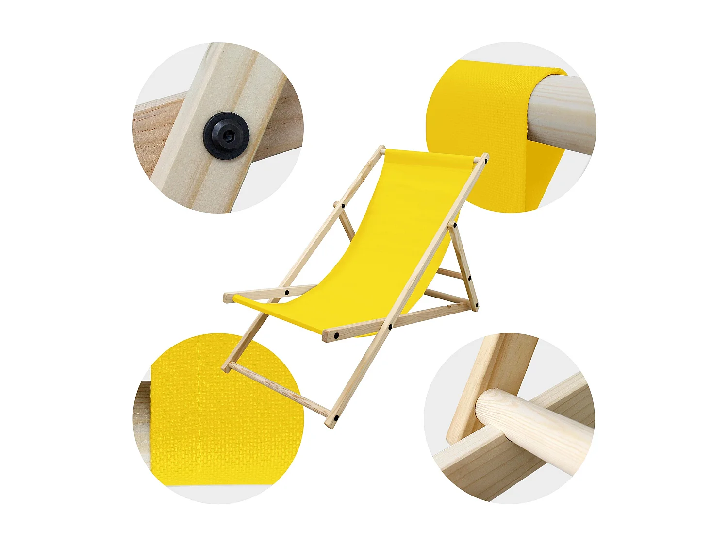 Set 10x Chaise longue de jardin pliable jaune en bois chiliennes 3 positions de couchage  jusqu'à 120 kg usage intérieur et extérieur balcon terrasse