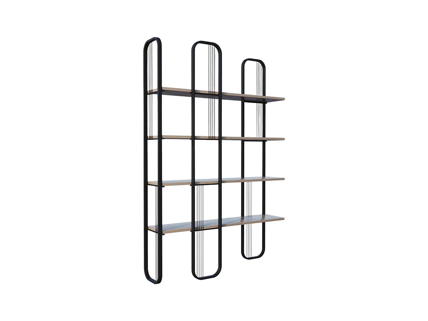 Bibliothèque étagère noire moderne 4 plateaux JENA