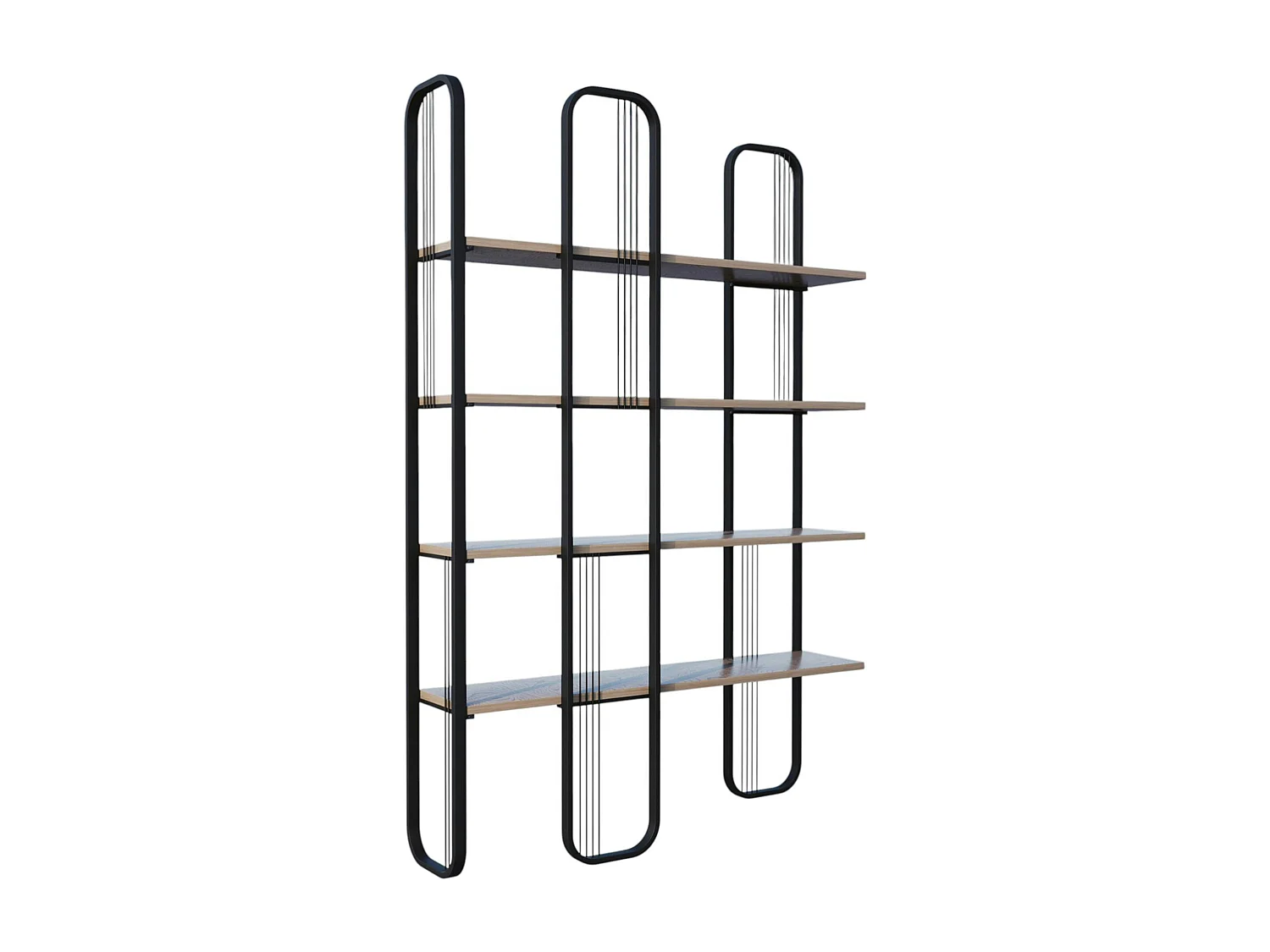 Bibliothèque étagère noire moderne 4 plateaux JENA