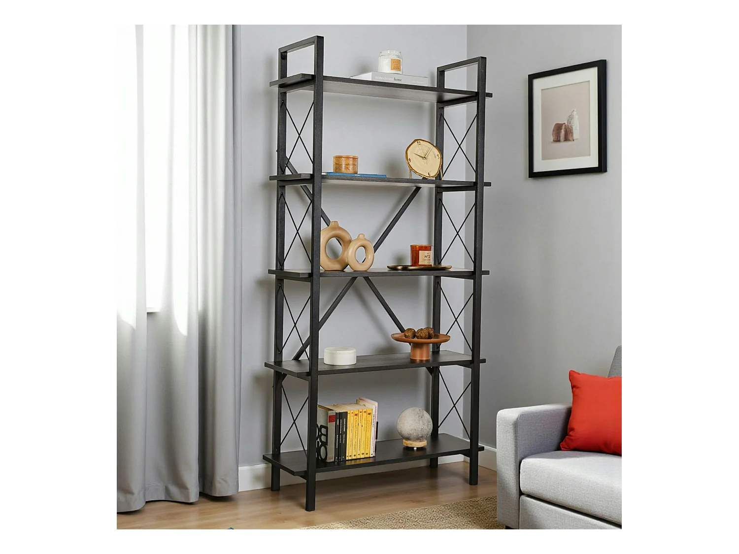 Bibliothèque étagère moderne avec croisillons JENA