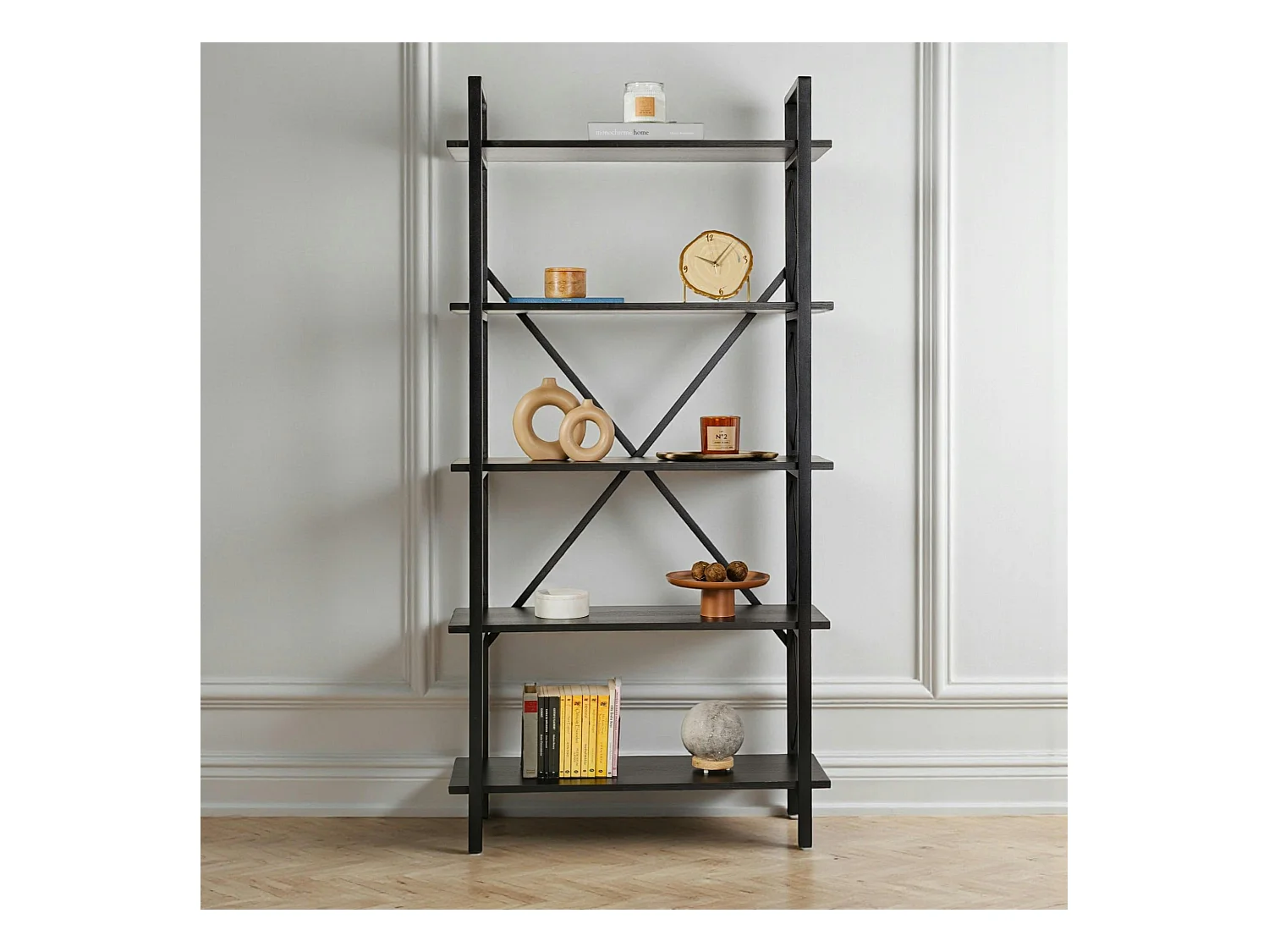 Bibliothèque étagère moderne avec croisillons JENA