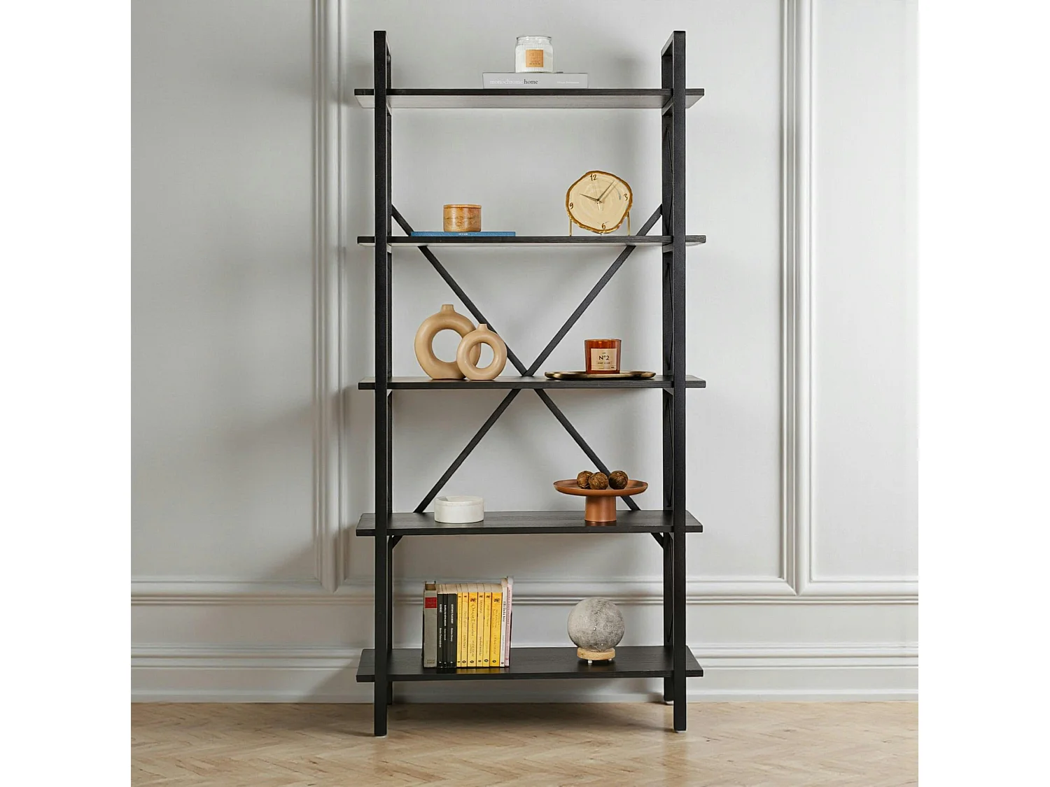 Bibliothèque étagère moderne avec croisillons JENA