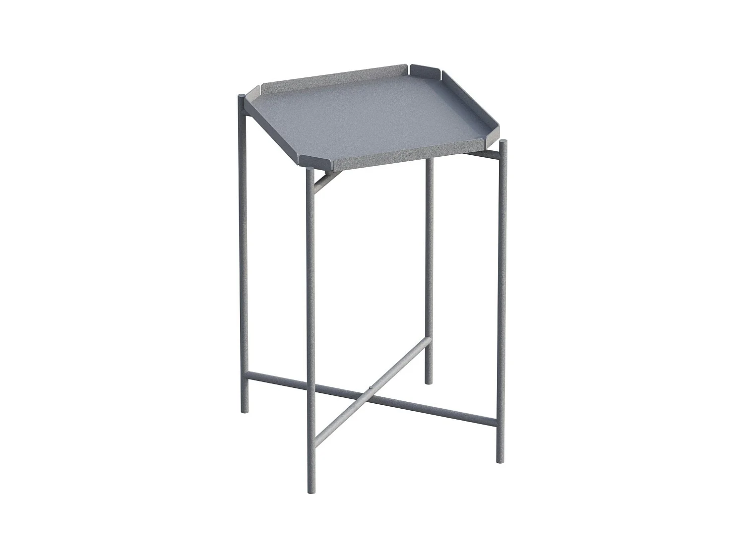 Petite table d’appoint grise carrée, pieds croisés SFAX