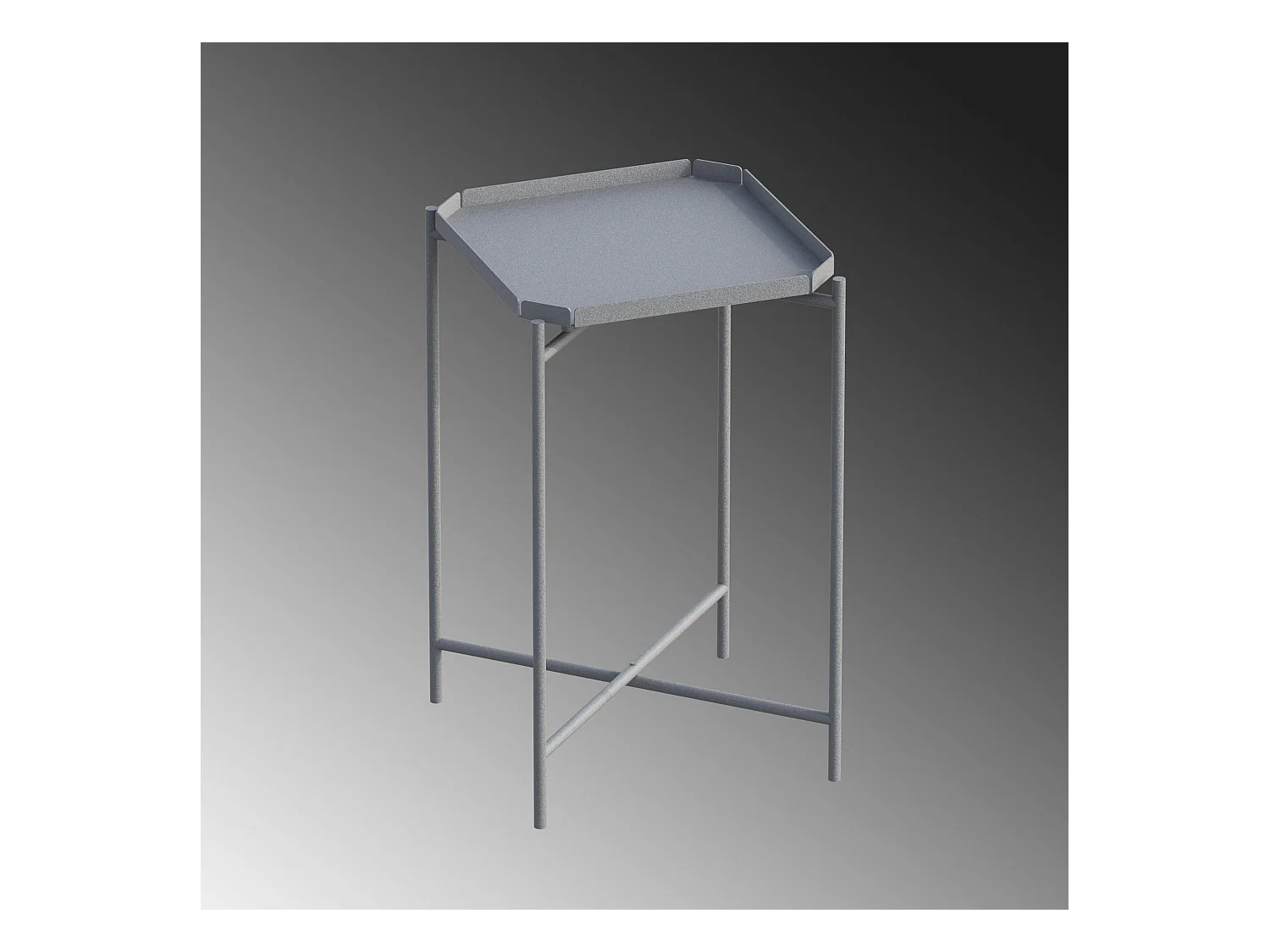 Petite table d’appoint grise carrée, pieds croisés SFAX