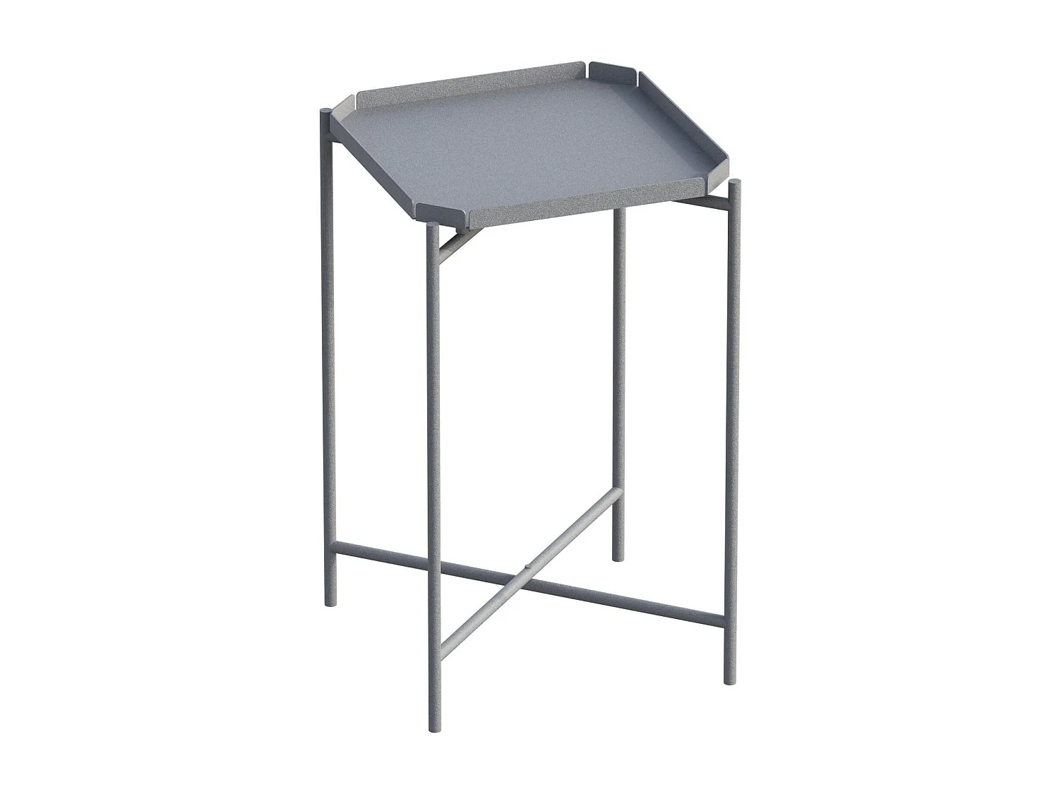 Petite table d’appoint grise carrée, pieds croisés SFAX