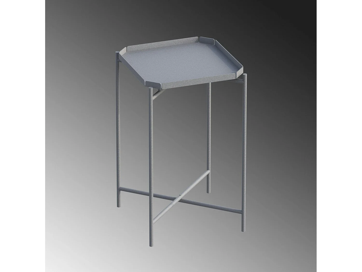 Petite table d’appoint grise carrée, pieds croisés SFAX