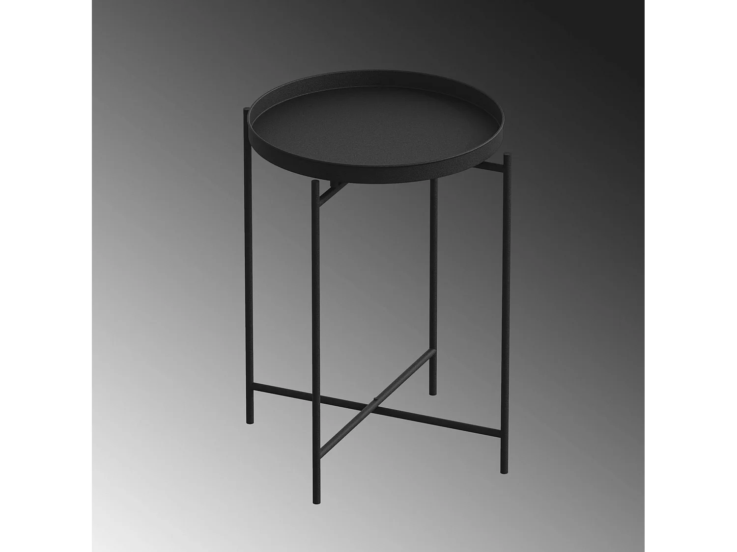 Petite table d’appoint noire - structure ronde, métal SFAX