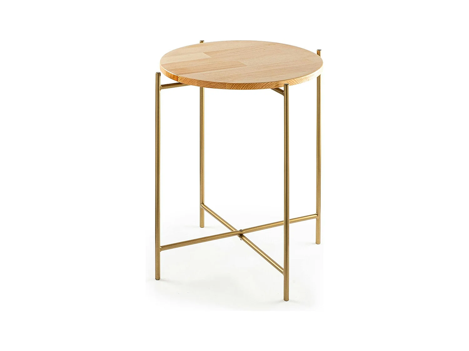Petite table en bois ronde - structure métal doré JENA