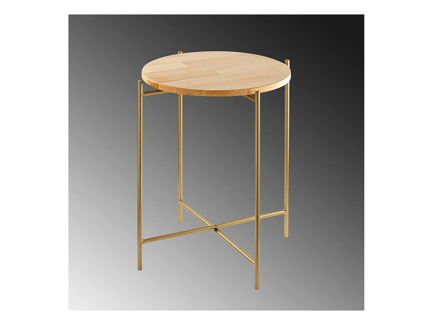 Petite table en bois ronde - structure métal doré JENA