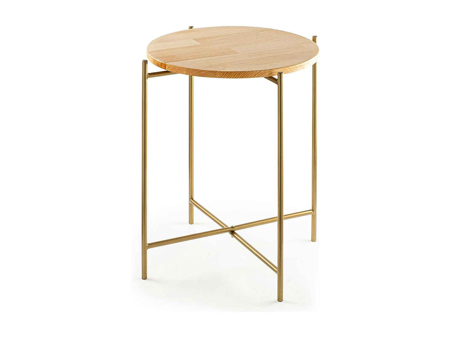 Petite table en bois ronde - structure métal doré JENA